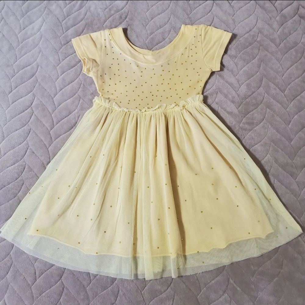 Beautiful Yellow Tulle Dress w/ Rhinestones